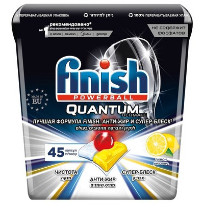 Капсулы для посудомоечных машин Finish Quantum Ultimate лимон 45 шт в коробке