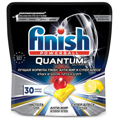 Капсулы для посудомоечных машин Finish Quantum Ultimate лимон 30 шт дойпак