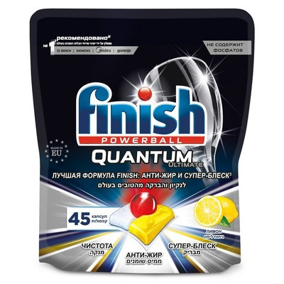 Капсулы для посудомоечных машин Finish Quantum Ultimate 45 шт лимон дойпак