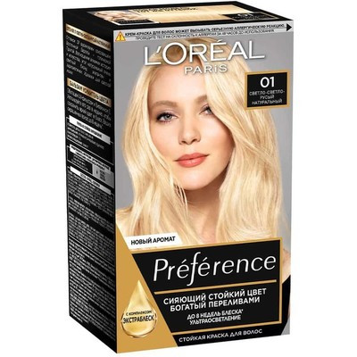Краска для волос L'Oreal Preference 01 Блондиссим светло-светло русый натуральный