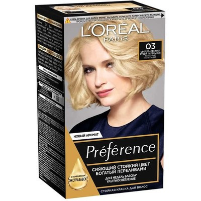 Краска для волос L'Oreal Preference 03 Блондиссим светло-светло пепельный