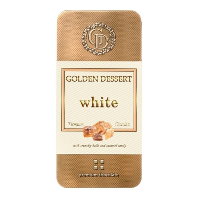 Шоколад Golden Dessert белый с хрустящими шариками и карамелью