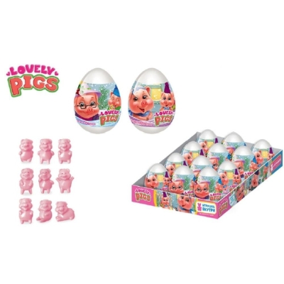 Драже Lovely Pigs в пластиковом яйце с игрушкой