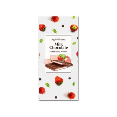 Шоколад Коммунарка Milk Chocolate Strawberry nougat молочный с клубничной нугой