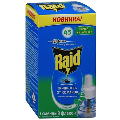 Жидкость от комаров Raid для фумигатора Эвкалипт 45 ночей
