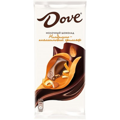 Шоколад Dove молочный миндаль, апельсин, грильяж