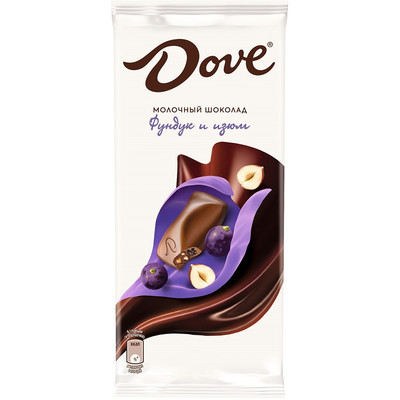 Шоколад Dove молочный фундук, изюм