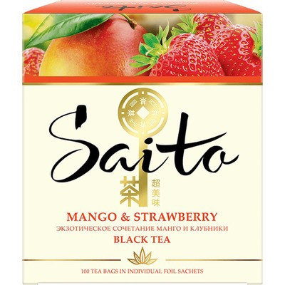 Чай Саито черный Mango&Strawberry 100 пак