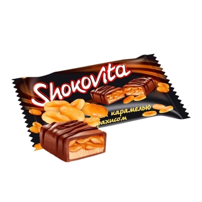 Батончики Shokovita сливочная нуга+мягкая карамель+арахис