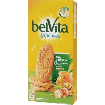 Печенье Юбилейное BelVita медовое с фундуком